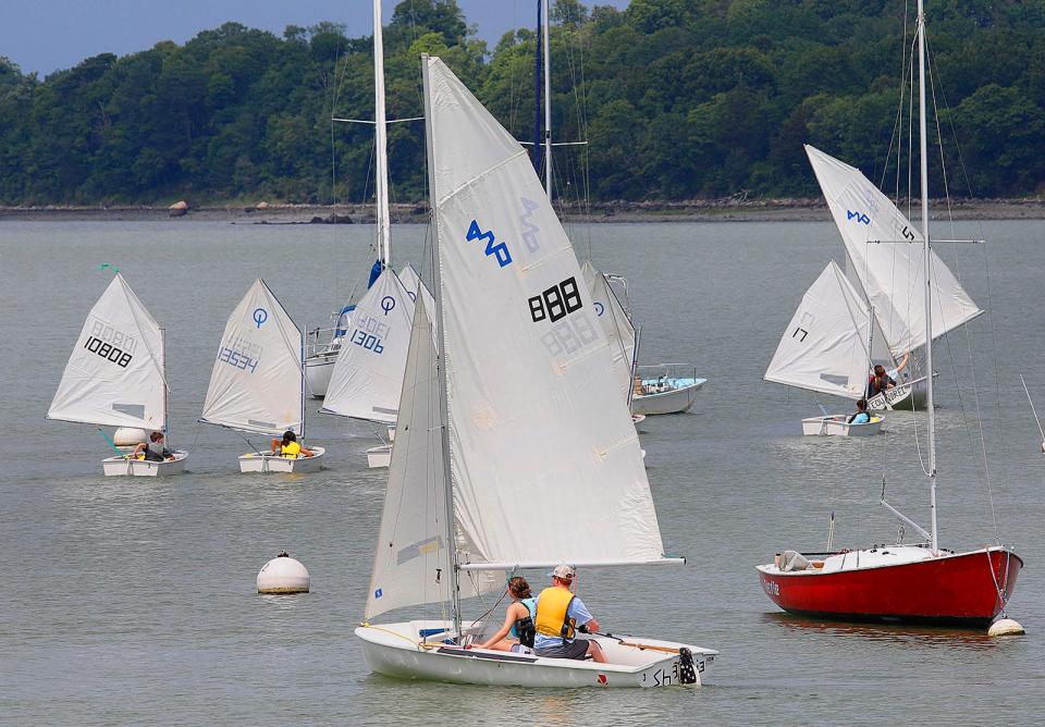 Summer sailing, students at the Hingham Maritime Center set sail from the center on Hingham Harbor