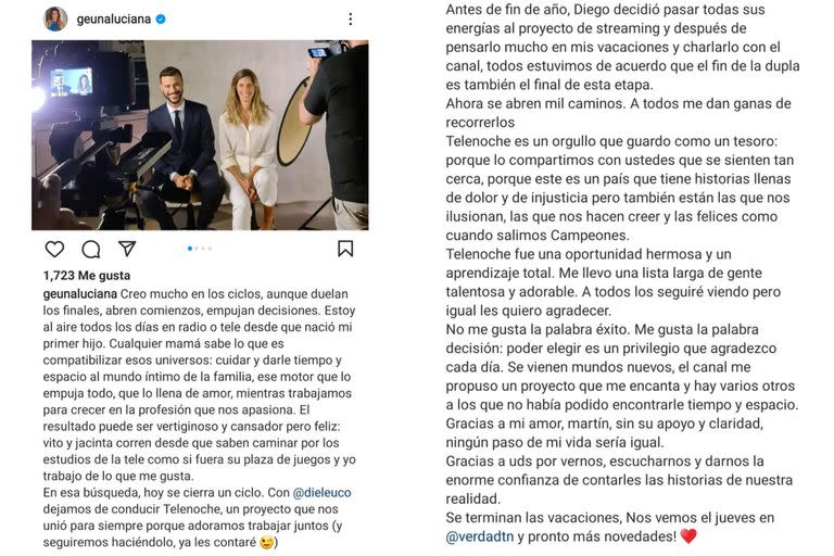 El discurso completo de Luciana Geuna que compartió en su cuenta de Instagram