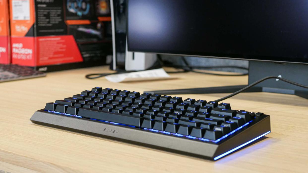  Razer BlackWidow V4 75% keyboard on desk. 