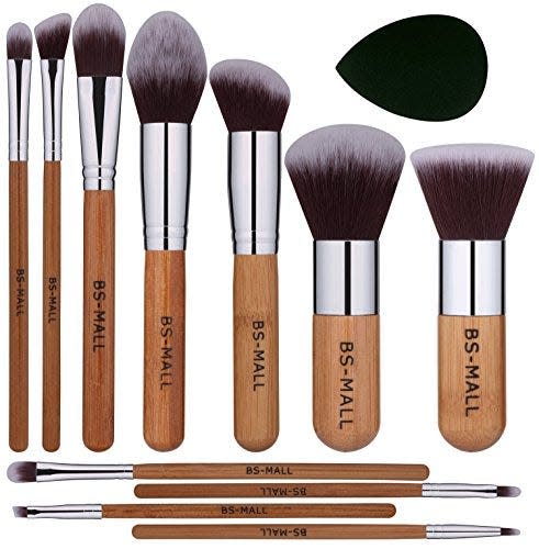 6) 11-Piece Bamboo Synthetic Kabuki Brush Set