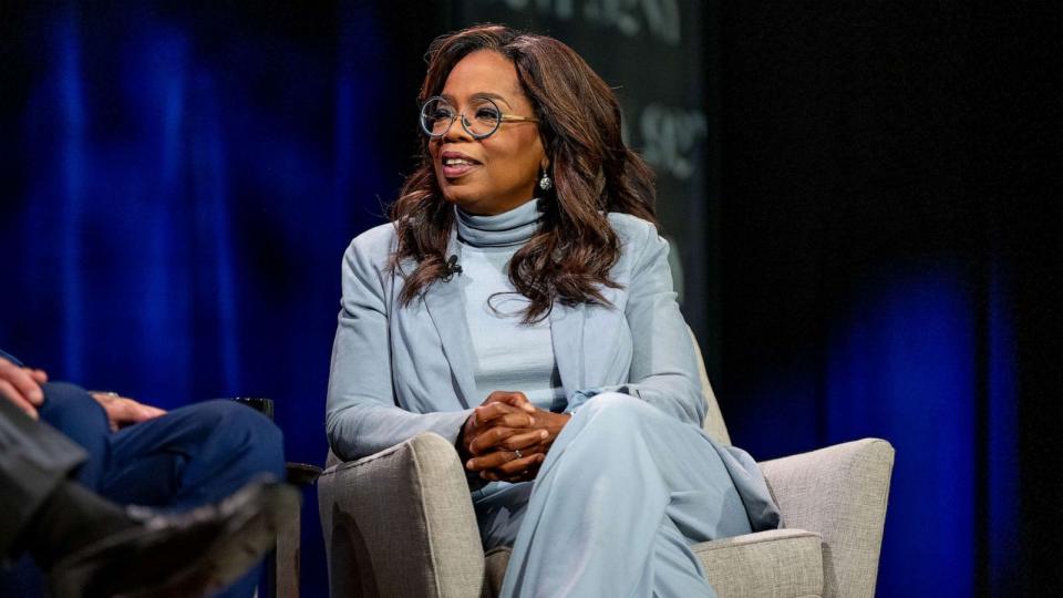 PHOTO: Oprah Winfrey with George Stephanopoulos and Arthur C. Brooks discuss 'Build The Life You Want' at The 92nd Street Y, New York on Sept. 12, 2023 in New York City. (Roy Rochlin/Getty Images)