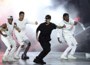 FILE - Justin Bieber performs at the MTV Video Music Awards in Los Angeles on Aug. 30, 2015. The fiance of slain Saudi critic Jamal Khashoggi joined a chorus of voices on Sunday, Nov. 21, 2021, calling on pop star Justin Bieber to cancel his concert in Saudi Arabia next month.(Photo by Matt Sayles/Invision/AP, File)