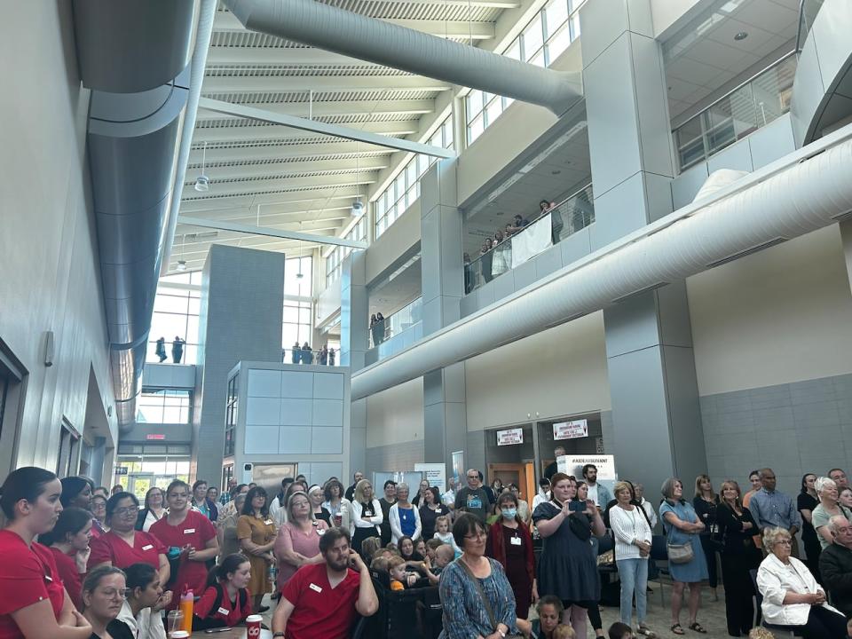 Applause and cheers rang out throughout the Moncton Hospital at the band's first-ever performance Wednesday afternoon.