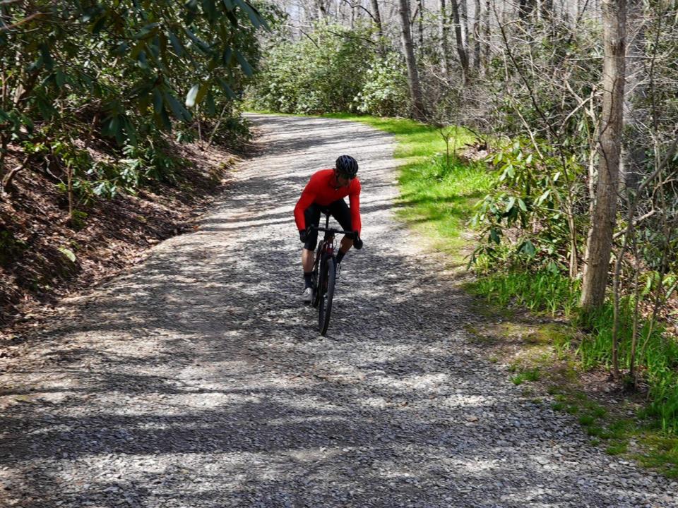 cane creek invert gravel bike suspension fork being ridden