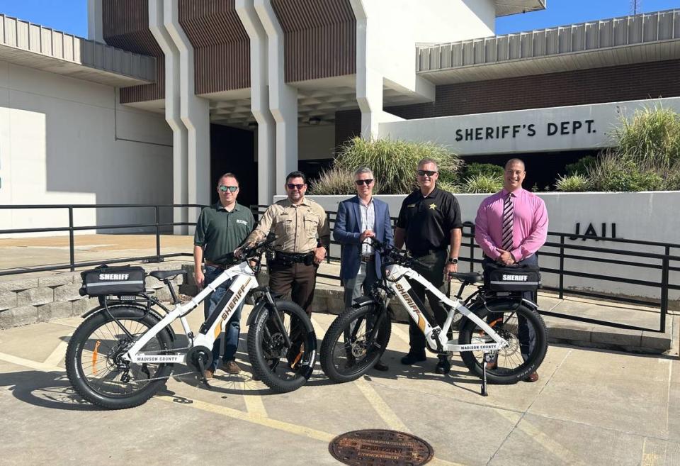 Pictured left to right: ACT GIS Specialist Dave Cobb, Madison County Sheriff’s Captain G. Cale Becker, MCT Managing Director SJ Morrison, Madison County Sheriff Jeff Connor, and Madison County Chief Deputy Sheriff Marcos Pulido.