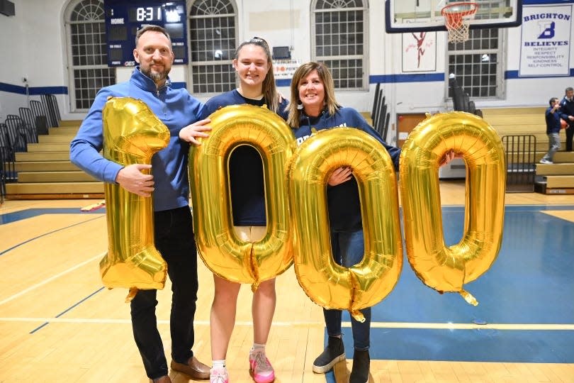 Brighton girls basketball player Sadie Scott is the fourth player in program history to reach 1,000 career points. Scott reached the milestone on a free throw attempt in the third quarter Friday, Jan. 26 against Hilton