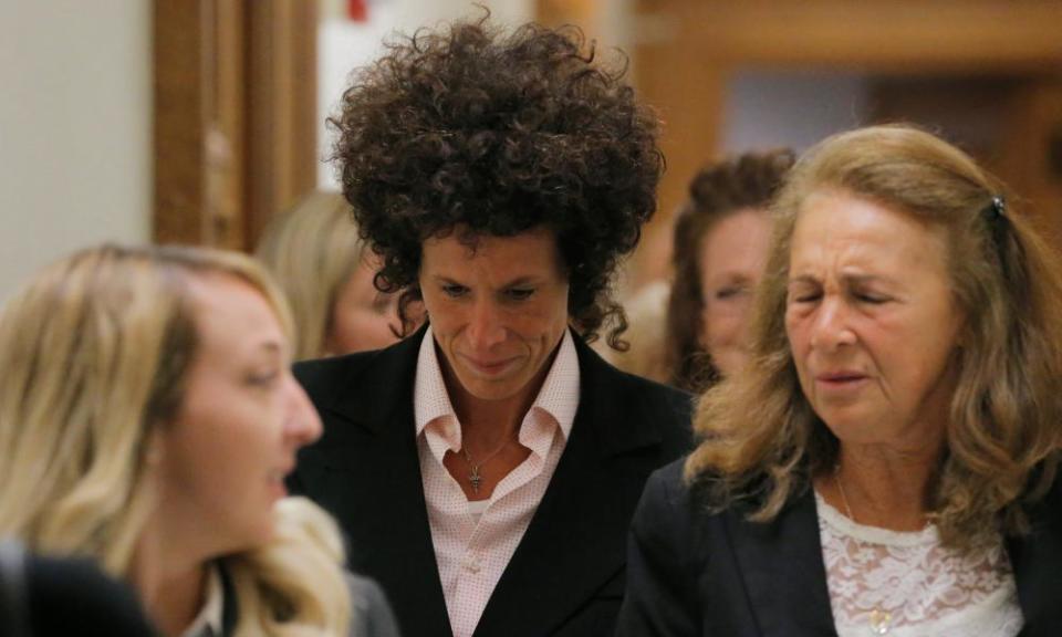 Andrea Constand leaves court on Friday.