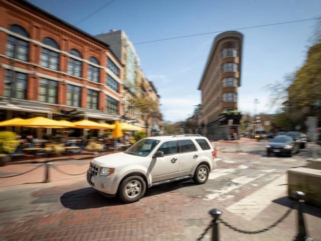Traffic in the Gastown neighbourhood in Vancouver, British Columbia, on Tuesday, May 2, 2023. (Ben Nelms/CBC - image credit)