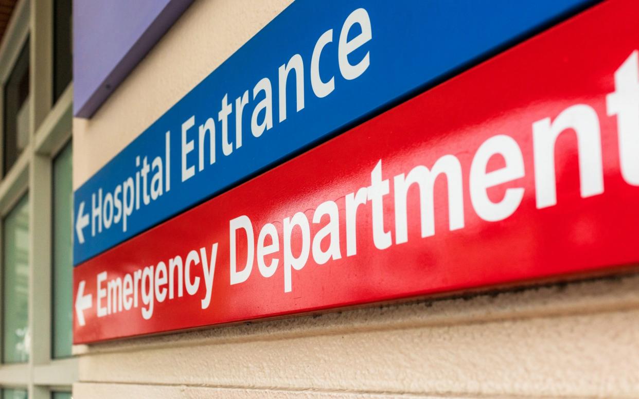 A hospital entrance sign in London