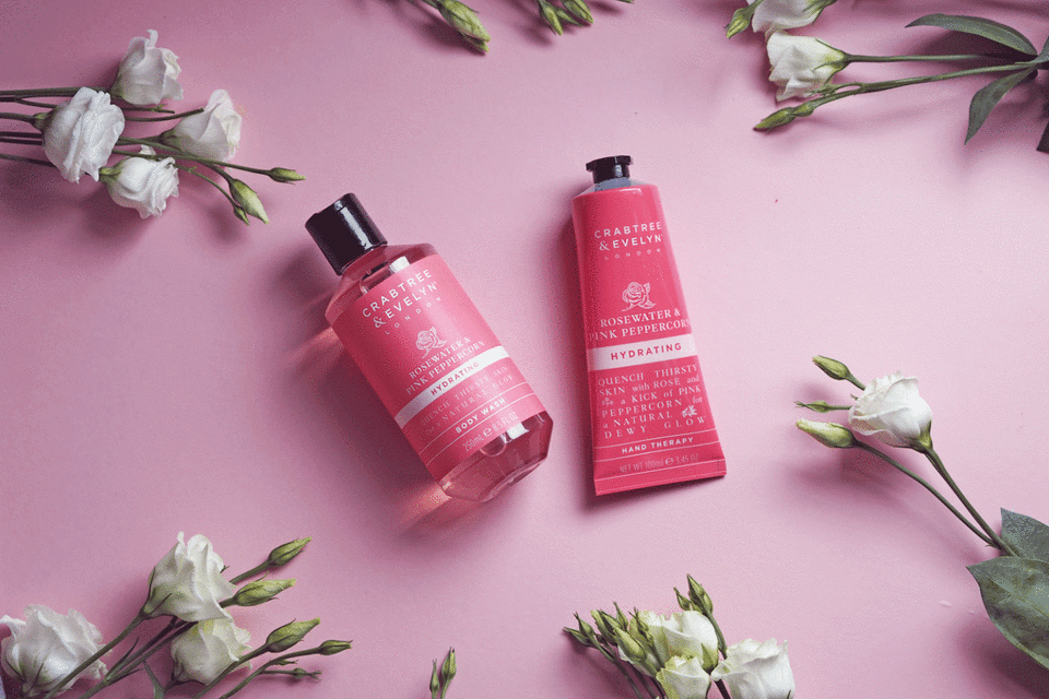 Two products from Crabtree & Evelyn’s discontinued ‘Rosewater & Pink Peppercorn’ range.