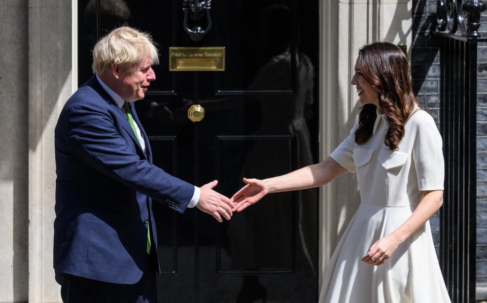 New Zealand's Prime Minister Jacinda Ardern is greeted by Boris Johnson at Number 10 - Getty Images