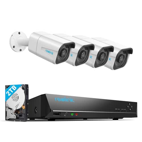 REOLINK RLK8-800B4 4K Security Camera System - H.265 4pcs 4K PoE Security Cameras Wired with Pe…