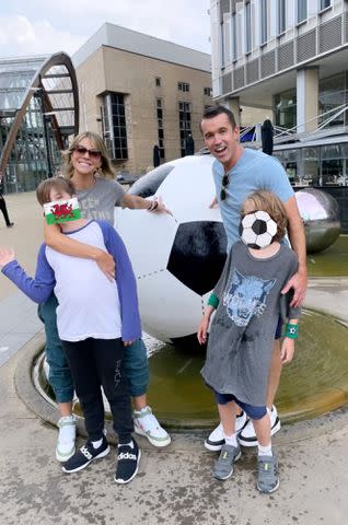 <p>Kaitlin Olson Instagram</p> Kaitlin Olson and Rob McElhenney with their kids Axel and Leo.