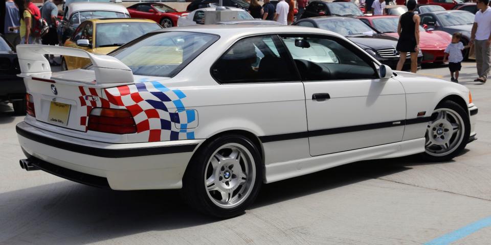 <p>Okay. Everyone knows the E36 M3, but did you know BMW made a super-limited <a href="https://www.caranddriver.com/features/a15078050/we-drive-the-worlds-most-busted-out-bmw-m3-feature/" rel="nofollow noopener" target="_blank" data-ylk="slk:lightweight version;elm:context_link;itc:0;sec:content-canvas" class="link ">lightweight version</a>? BMW churned out 125 creatively named M3 Lightweights, which featured more aggressive suspension, a stripped-out interior, a big rear wing, and Motorsport graphics. If you can find one, expect to pay a hefty premium, though.</p>