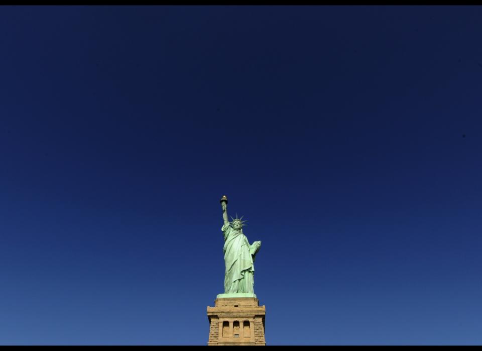 The Statue of Liberty after ceremonies on Liberty Island in New York on October 28,2011 to commemorate the 125th anniversary of the dedication of the Statue of Liberty.  AFP PHOTO / TIMOTHY A. CLARY (Photo credit should read TIMOTHY A. CLARY/AFP/Getty Images)