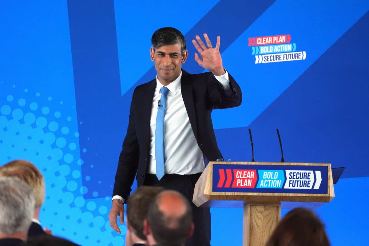 Prime Minister Rishi Sunak launched the Conservative manifesto at Silverstone (James Manning/PA) (PA Wire)