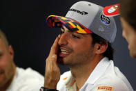 FILE PHOTO: Formula One F1 - Spanish Grand Prix - Circuit de Barcelona-Catalunya, Barcelona, Spain - May 9, 2019 McLaren's Carlos Sainz Jr. during the press conference REUTERS/Albert Gea