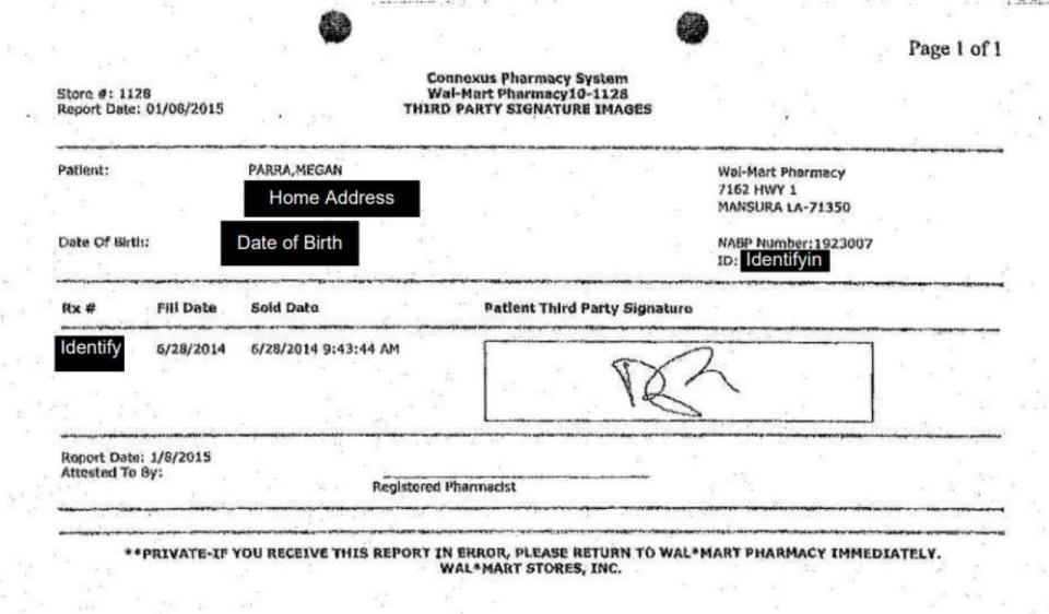Dustin Parra's pharmacy receipt from the morning of June 28, 2014. / Credit: Louisiana Department of Public Safety