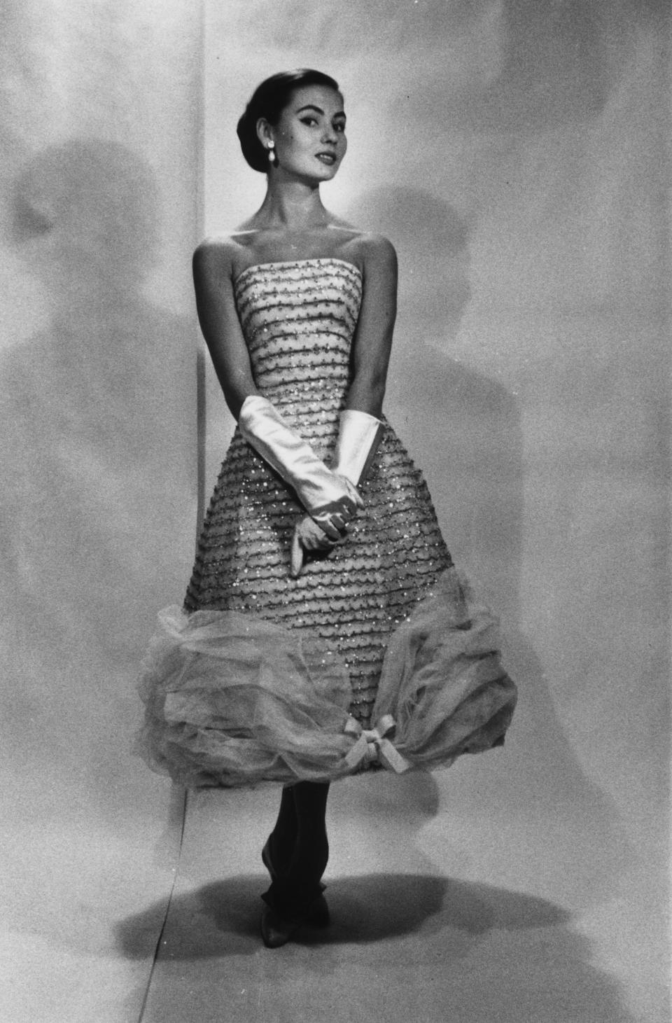 A&nbsp;model wearing a dress designed Givenchy, at the fashion house near the Parc Monceau in Paris.&nbsp;