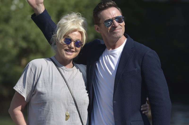 Deborra-Lee Furness and Hugh Jackman arrive at the Hotel Excelsior during the 79th Venice International Film Festival in 2022 in Italy. File Photo by Rocco Spaziani/UPI