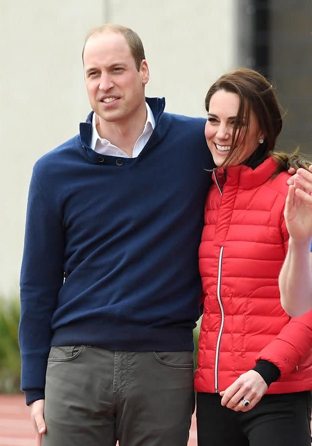 Prince William and Kate Middleton hugged after the race. Photo: Getty