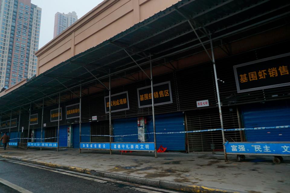 The Wuhan Huanan Wholesale Seafood Market, where people got infected with a virus, was closed in January 2020.