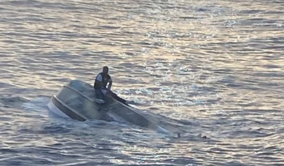 Rescue teams are searching the water 45 miles off the Florida coast after a boat capsized on Tuesday, January 25, 2022. / Credit: U.S. Coast Guard