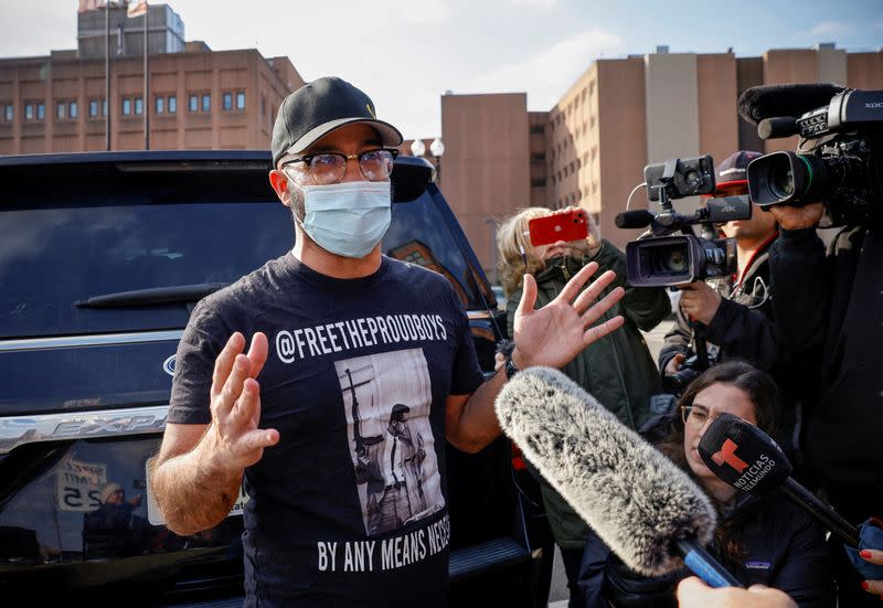 Proud Boys leader Enrique Tarrio is released from jail in Washington.