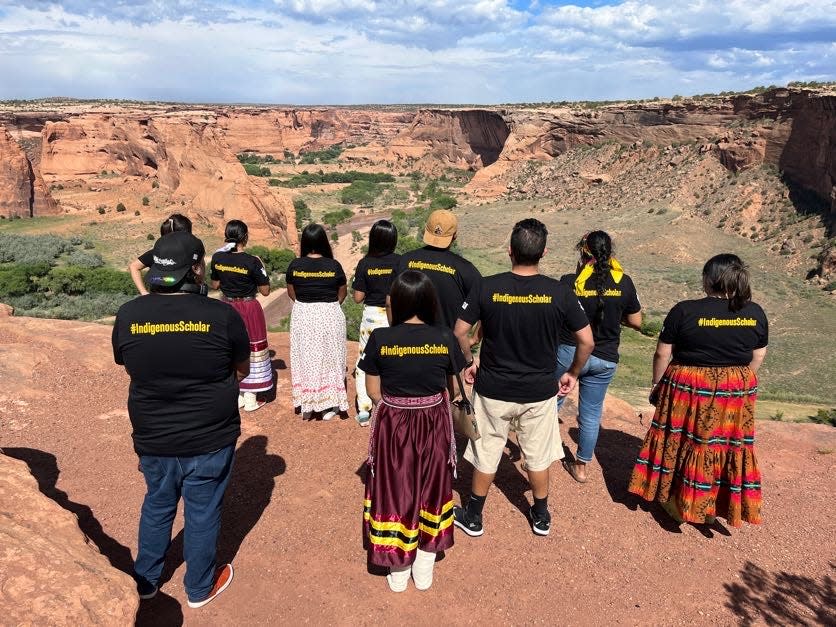 Arizona State University’s Tribal Nation Tour stop at Canyon de Chelly as part of a visit to Chinle High School to talk with high school students about college readiness.