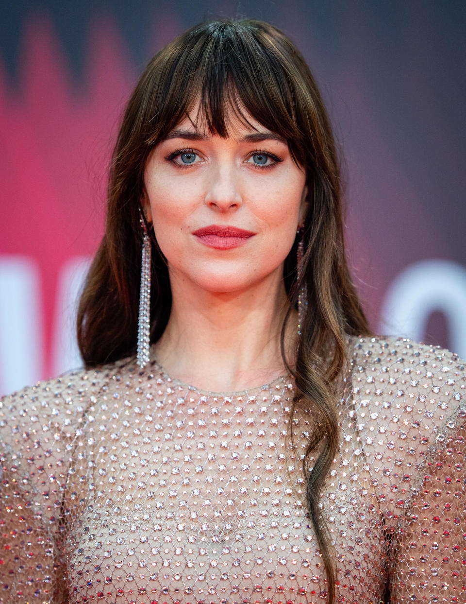 closeup of dakota johnson