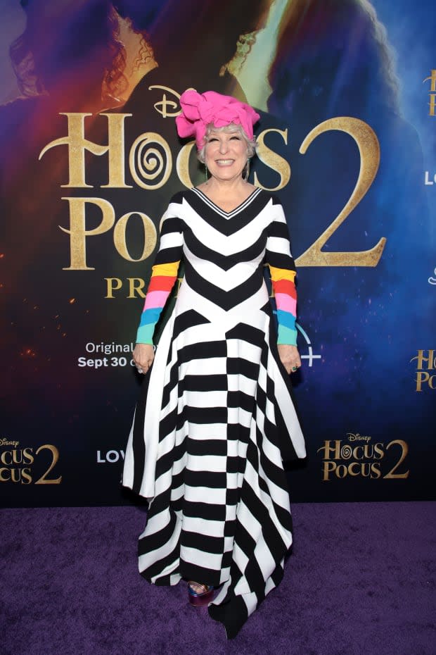 NEW YORK, NEW YORK - SEPTEMBER 27: Bette Midler attends the Hocus Pocus 2 World Premiere at AMC Lincoln Square on <a href="https://parade.com/living/september-holidays-observances" rel="nofollow noopener" target="_blank" data-ylk="slk:September;elm:context_link;itc:0;sec:content-canvas" class="link ">September</a> 27, 2022 in New York City. (Photo by Dimitrios Kambouris/Getty Images for Disney)<p><a href="https://www.gettyimages.com/detail/1428205422" rel="nofollow noopener" target="_blank" data-ylk="slk:Dimitrios Kambouris/Getty Images;elm:context_link;itc:0;sec:content-canvas" class="link ">Dimitrios Kambouris/Getty Images</a></p>