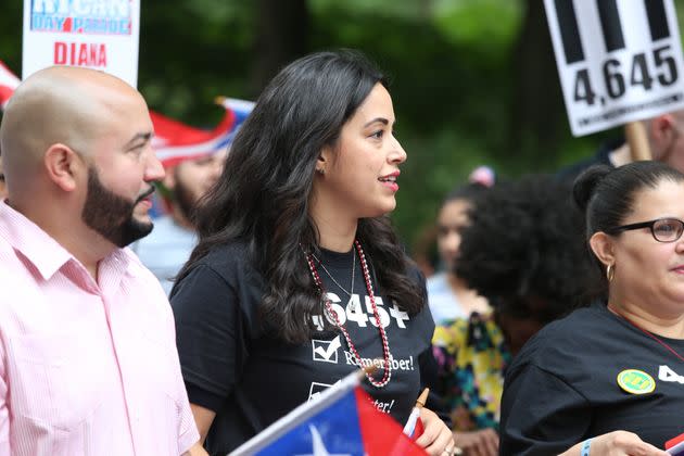 Rivera marches in the Puerto Rican Day Parade in 2018. She supports legislation that would allow island residents to determine their future status vis-a-vis the mainland United States. (Photo: Rob Kim/Getty Images)