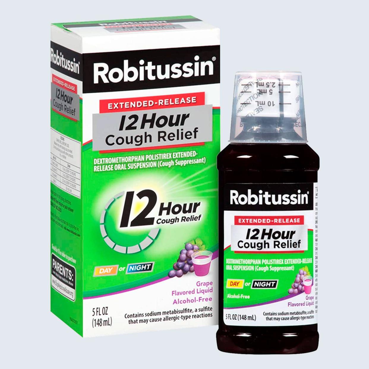 <a href="https://go.skimresources.com?id=131817X1594237&xs=1&url=https%3A%2F%2Fwww.amazon.com%2FRobitussin-Extended-Release-Relief-Alcohol-Free-Suppressant%2Fdp%2FB01LR2B3OG%2Fref%3Dsr_1_1_sspa%3Fcrid%3D29UKH2JOANNPH%26dchild%3D1%26keywords%3Drobitussin%26qid%3D1597843168%26sprefix%3Drobit%252Caps%252C183%26sr%3D8-1-spons%26psc%3D1%26spLa%3DZW5jcnlwdGVkUXVhbGlmaWVyPUFGTkJHMlY0N1Q0WVEmZW5jcnlwdGVkSWQ9QTA0OTAxOTQzTDBYRDlETEs2TUFZJmVuY3J5cHRlZEFkSWQ9QTA2MDY5NzY5SE5ORDVSRDhZVU0md2lkZ2V0TmFtZT1zcF9hdGYmYWN0aW9uPWNsaWNrUmVkaXJlY3QmZG9Ob3RMb2dDbGljaz10cnVl" rel="noopener" target="_blank" data-ylk="slk:Robitussin;elm:context_link;itc:0;sec:content-canvas" class="link rapid-noclick-resp">Robitussin</a><span class="site_url"><a href="https://go.skimresources.com?id=131817X1594237&xs=1&url=https%3A%2F%2Fwww.amazon.com%2FRobitussin-Extended-Release-Relief-Alcohol-Free-Suppressant%2Fdp%2FB01LR2B3OG%2Fref%3Dsr_1_1_sspa%3Fcrid%3D29UKH2JOANNPH%26dchild%3D1%26keywords%3Drobitussin%26qid%3D1597843168%26sprefix%3Drobit%252Caps%252C183%26sr%3D8-1-spons%26psc%3D1%26spLa%3DZW5jcnlwdGVkUXVhbGlmaWVyPUFGTkJHMlY0N1Q0WVEmZW5jcnlwdGVkSWQ9QTA0OTAxOTQzTDBYRDlETEs2TUFZJmVuY3J5cHRlZEFkSWQ9QTA2MDY5NzY5SE5ORDVSRDhZVU0md2lkZ2V0TmFtZT1zcF9hdGYmYWN0aW9uPWNsaWNrUmVkaXJlY3QmZG9Ob3RMb2dDbGljaz10cnVl" rel="noopener" target="_blank" data-ylk="slk:amazon.com;elm:context_link;itc:0;sec:content-canvas" class="link rapid-noclick-resp">amazon.com</a></span><span class="product_price">$12.32</span>