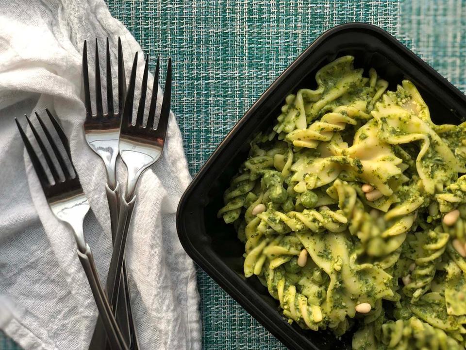 Spinach Pesto Pasta is among the meals served by The Real Good Life, of Wauwatosa.