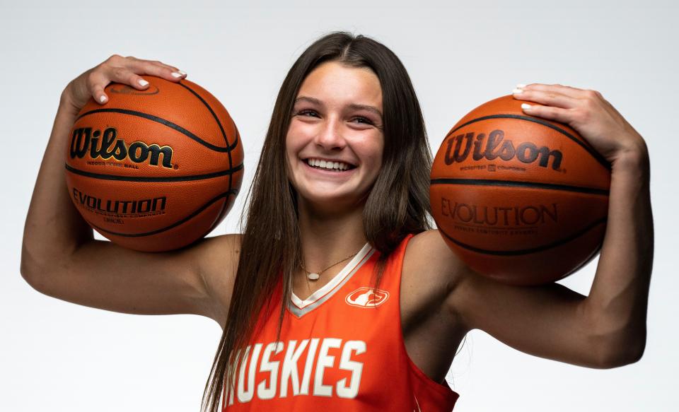 Hamilton Height's Camryn Runner (10) poses for a photo Tuesday, Oct. 17, 2023, at The Indianapolis Star.