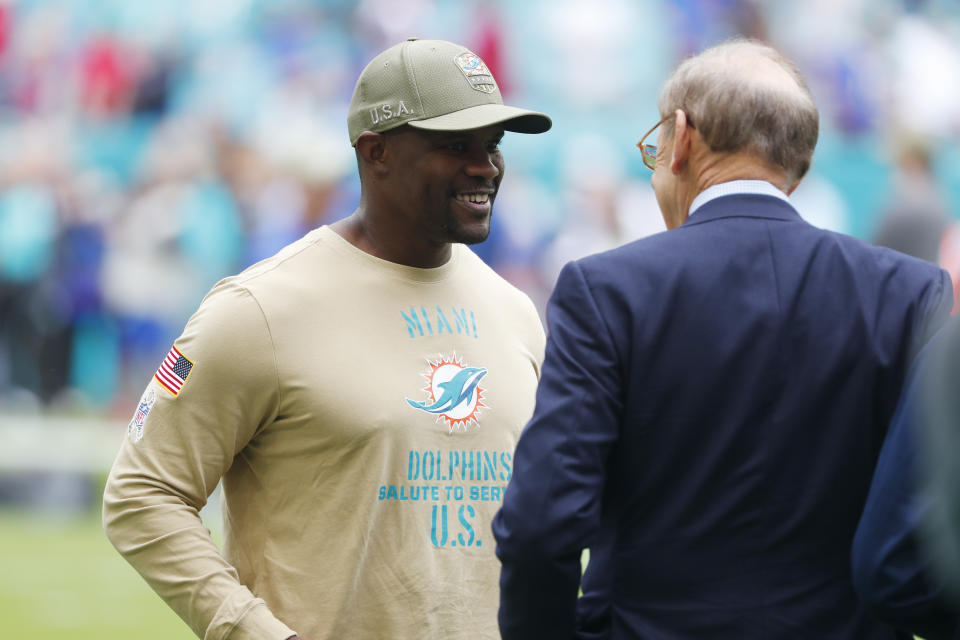 Regardless of how team owner Stephen Ross characterized it, Brian Flores refused to let his Miami Dolphins perform like they were more worried about draft position than winning. (AP Photo/Wilfredo Lee)