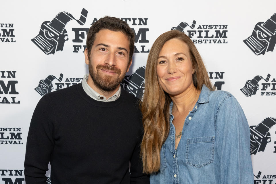 AUSTIN, TEXAS - OCTOBER 28: Jake Hoffman (L) and Schuyler Fisk attend the world premiere of 