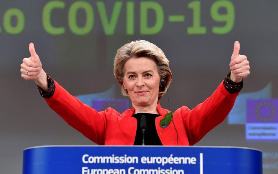 European Commission President Ursula von der Leyen made the threat today  - AFP