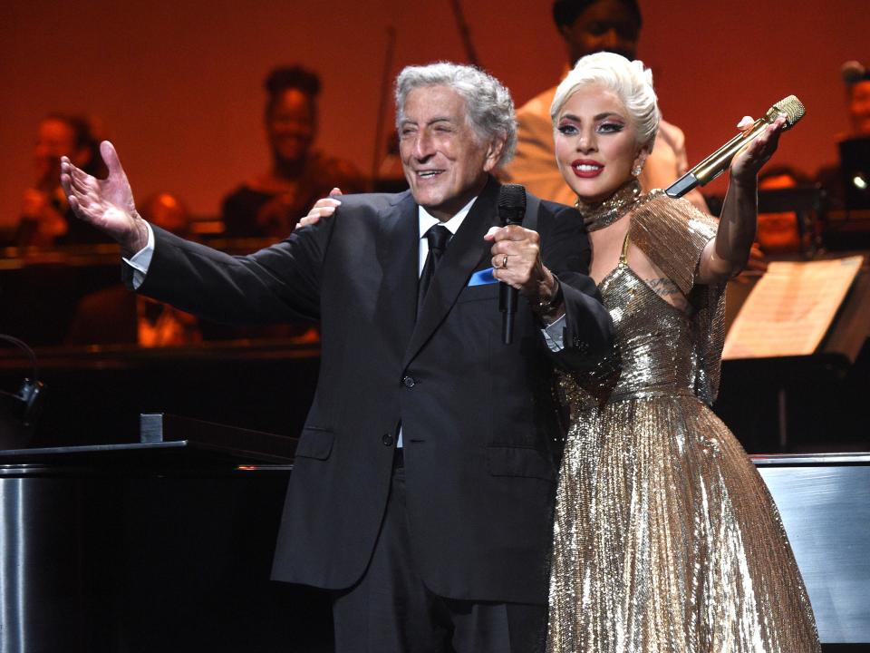 Tony Bennett and Lady Gaga perform live at Radio City Music Hall on August 05, 2021 in New York City. "