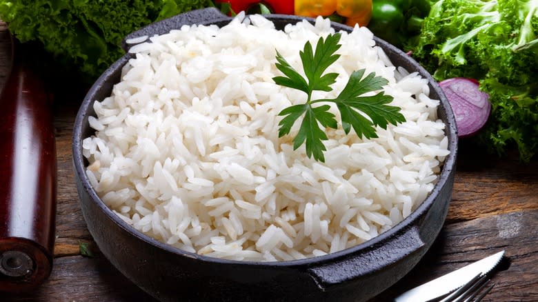 cooked rice in pot