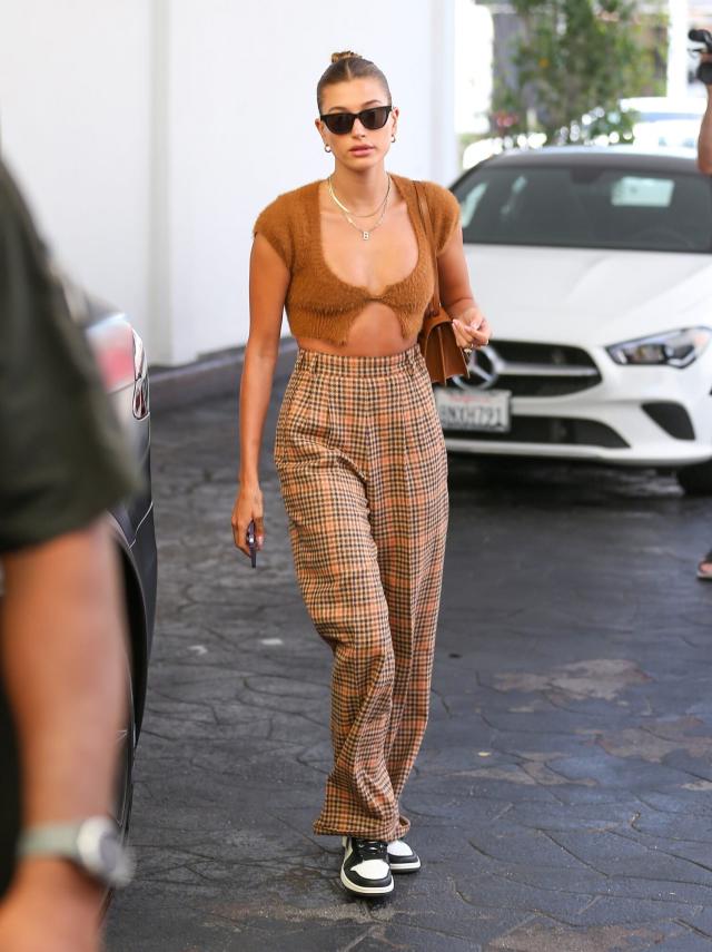 Hailey Bieber Wore the Risqué Top Supermodels Love With an Unexpected Pair  of Pants