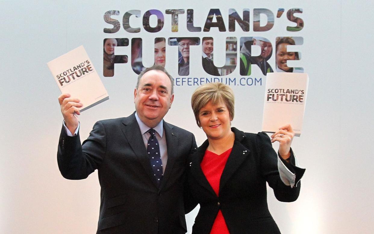 Alex Salmond and Nicola Sturgeon launching the independence White Paper before the 2014 referendum - PA
