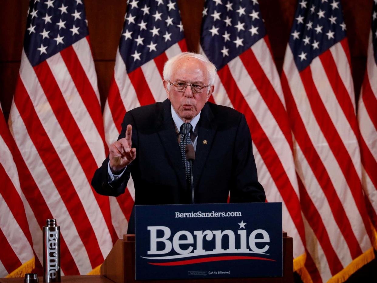 Bernie Sanders delivers his response to Donald Trump's State of the Union address during a campaign event in Manchester, New Hampshire: Reuters