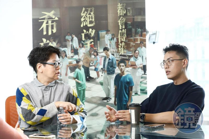 監製李耀華（左）與導演林君陽（右）一起克服困難，完成電影《疫起》。
