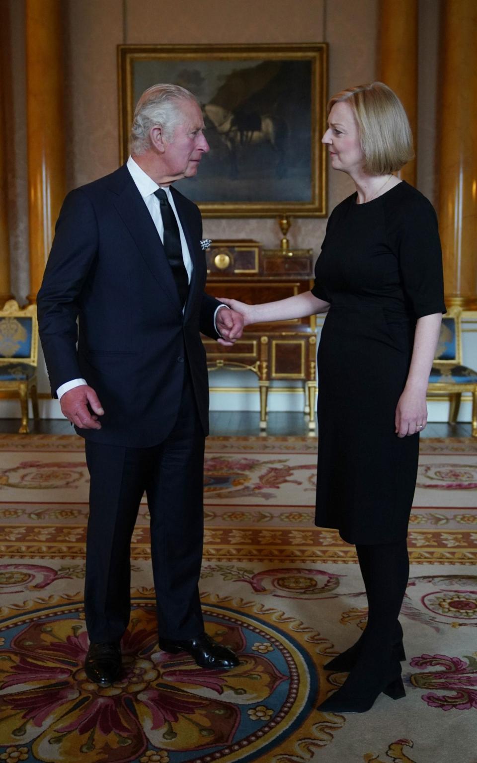 King Charles III during his first audience with Prime Minister Liz Truss at Buckingham Palace, London - Yui Mok/PA