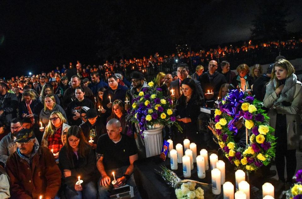 Mourners gather to remember the victims of a deadly limo crash on Saturday in Schoharie, New York