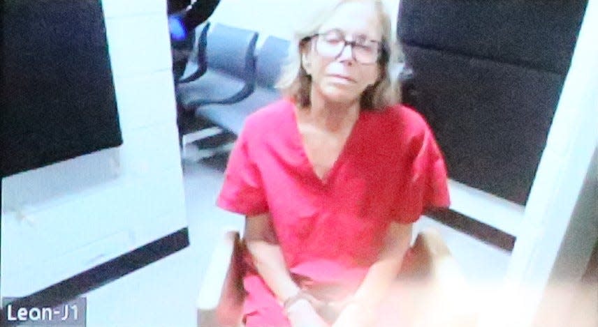 Donna Adelson sits in the Leon County Detention Facility for her first court appearance Nov. 21, 2023.