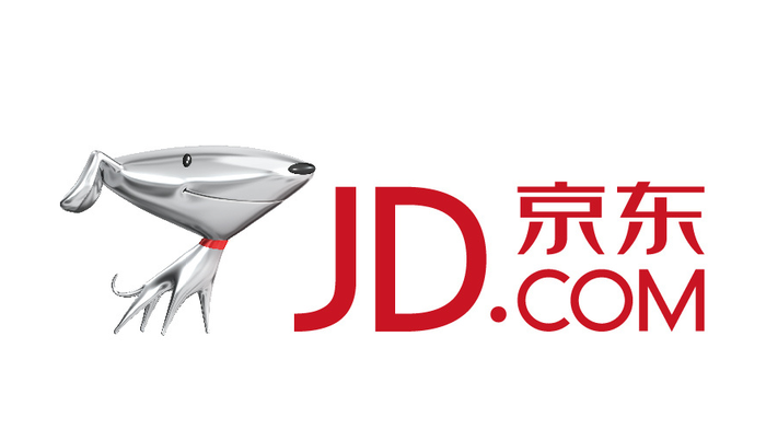 JD.com's corporate logo, including a smiling cartoon-style dog.