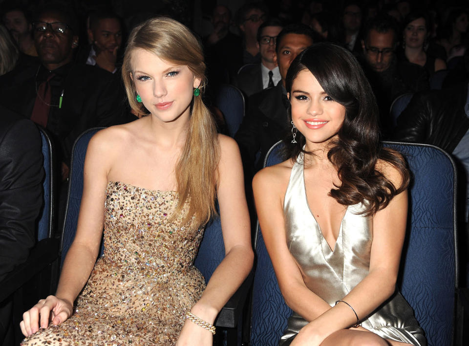 Taylor Swift and Selena Gomez in the audience at the 2011 American Music Awards at the Nokia Theatre L.A. LIVE  on November 20, 2011 in Los Angeles, California. (Jeff Kravitz / FilmMagic)