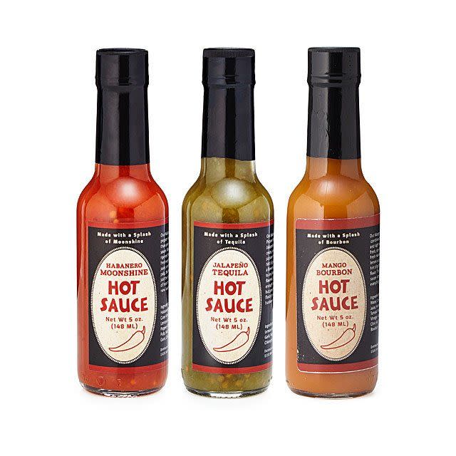 <p><a href="https://clicks.trx-hub.com/xid/hearstcorp_9eb67_svn?q=https%3A%2F%2Fwww.uncommongoods.com%2Fproduct%2Fbooze-infused-hot-sauce-trio&p=https%3A%2F%2Fwww.seventeen.com%2Flove%2Fdating-advice%2Fadvice%2Fg606%2Fboyfriend-gifts%2F&utmSource=yahoo-us&utmCampaign=210&utmMedium=syn" rel="nofollow noopener" target="_blank" data-ylk="slk:Shop Now;elm:context_link;itc:0;sec:content-canvas" class="link ">Shop Now</a></p><p>Hot Sauce Trio</p><p>uncommongoods.com</p><p>$29.00</p>